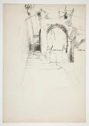 Sketch of an Outdoor Stairway (Italian Pergola, for Book Illustration)