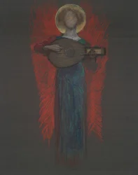 Study, Angel with Musical Instrument