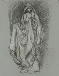 Study for Draped Female, Figure Study for The Quest of the Holy Grail (series of 15 paintings for the Boston Public Library, completed in 1901)