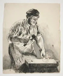 Study of a Blacksmith, Hammering Iron - Unidentified Illustration