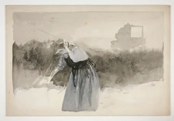 Study of a Woman in Bonnet, Leaning Over