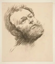 Study of Head of Bearded Man for The Quest of the Holy Grail (series of fifteen paintings for the Boston Public Library, completed in 1901)