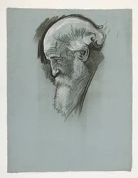Study of the head of an old bearded man, for King Arthur