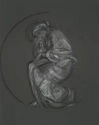 Unidentified figure study for mural project at the Pennsylvania state capitol building, Harrisburg, 1902-1911