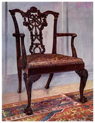 Mahogany armchair, style of Chippendale