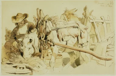 A Farmer Feeding his Pony in Geneva (recto); Seated Friar (verso)