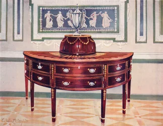 Semicircular Mahogany Sideboard and Knife-Box