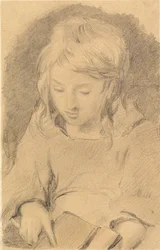 A Young Girl Carding Wool