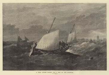 A Deal Lugger Making for a Ship on the Goodwins