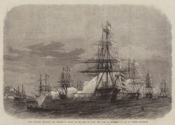 HMS Galatea receiving the Emperor of Brazil on his Visit to HRH the Duke of Edinburgh at Rio de Janeiro