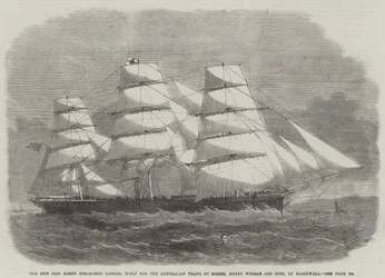 The New Iron Screw Steam-Ship London, built for the Australian Trade by Messers Money Wigram and Sons, at Blackwall