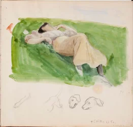 Sketch for Saimi in the Meadow, page from Järnefelt