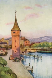 The Rhine: The Tower of Lindau on the Bodensee, Lake of Constance