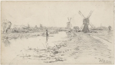 Landscape with River and Two Mills
