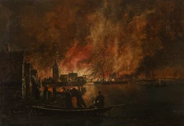 Night Fire Over Dutch City