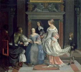 An Interior with Ladies and Gentlemen at Cards