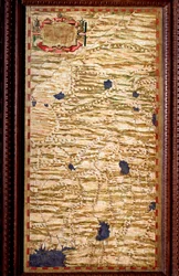 Indostan (Hindustan) at the top of the Ganges. Map produced by Egnazio Danti (1536-1586), mathematician, cosmographer and Italian architect. Around 1567. Florence, Palazzo Vecchio, Sala del Mappamondo