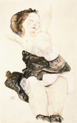 Lying Young Girl, Half Nude, 1912