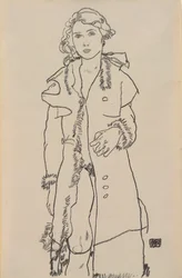 Nude with Fur-Trimmed Coat, 1917