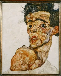 Self-Portrait with Raised Bare Shoulder