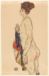 Standing Nude with a Patterned Robe, 1917