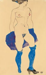 Standing woman with shoes and stockings, 1913