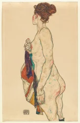Standing Nude with Patterned Garment. 1917