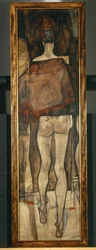 Female Nude with Shawl, Fragment (1913)