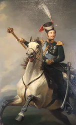 Portrait of the Tsesarevich Alexander Nikolaevich on Horseback, 1850s