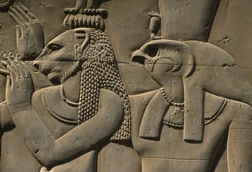 Relief of Bastet and Horus (detail)