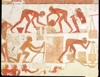Construction of a wall, from the Tomb of Rekhmire, vizier of Tuthmosis III and Amenhotep II, New Kingdom