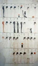 Depiction of Litany of Ra, (detail) of frescoes in burial chamber of Tomb of Tuthmosis III, Valley of Kings, Luxor, Thebes