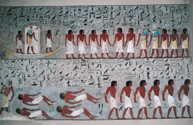 Egypt, Luxor, Valley of the Kings, Tomb of Horemheb, Mural Painting