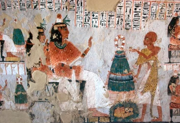 Representation of Roy and his wife Nebtawy facing a high priest