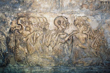 Foreign guests presenting gifts to Queen Nefertiti, bas-relief from tomb of Merire, Necropolis of Tell el-Amarna, Egypt
