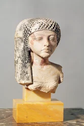 Head of a Princess from the family of Akhenaten, New Kingdom (painted limestone)