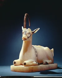 Lid of an unguent jar in the form of an ibex, from the tomb of Tutankhamun, New Kingdom