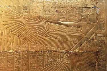 Relief from rear external panel of second funeral chapel, Treasures of Tutankhamun, Egypt, Egyptian civilization, New Kingdom, Dynasty XVIII