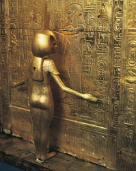 Treasure of Tutankhamen. Gilded Shrine of Canopic Jars or Canopic Chest (detail)