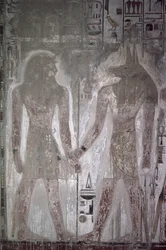 Seti I (1303-1290 BC) and Anubis in the Tomb of Seti, New Kingdom