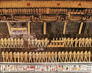 Detail from the Book of the Day from the ceiling of the burial chamber of the Tomb of Ramesses VI, New Kingdom