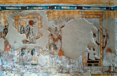 Egyptian Antiquity: Representation of Shuroy and His Wife Worshipping the God Thot and the Goddess Ra