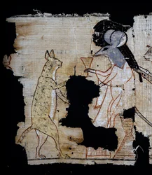 Papyrus depicting satirical scene (detail), ca 1100 BC, dating from reign of Ramesses IX, Egyptian Civilisation, New Kingdom, Dynasty XX