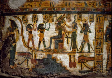 Osiris Receives Tributes from Four Deities