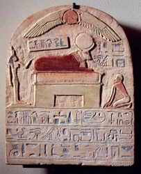 Painted limestone stele of god Apis