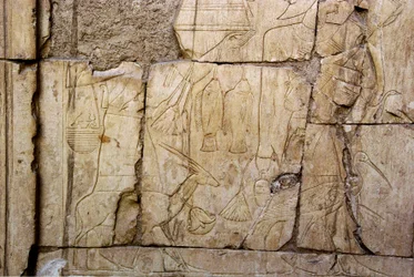 Relief representing bearers of offerings. Tomb of Ankh-Hor (TT414), 26th Dynasty, Luxor (Thebes), Egypt