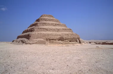 View of the Pyramid of Sakkarah, constructed by Imhotep for King Djeser (around 2700 BC), Saqqarah, Egypt