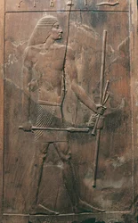 Panel depicting deceased from tomb of Hesira at Saqqara, Egypt, Old Kingdom, Dynasty III, 2650-2150 B.C.