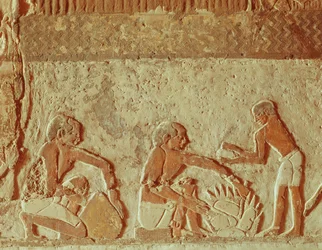 Relief depicting the making and baking of bread, Old Kingdom