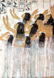 Ancient Egypt, Painting, Fresco, Wailing Women in the Funeral Procession, Tomb of Ramose, Thebes